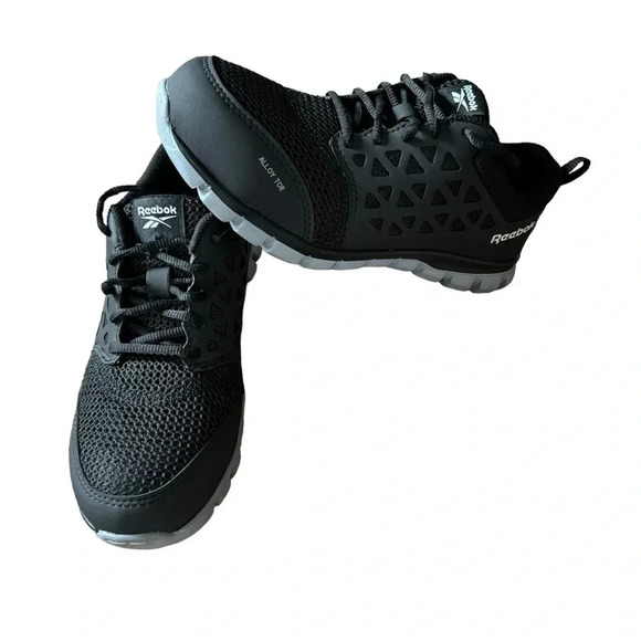 Reebok Men’s Sublite Alloy Toe Black & Gray Safety Work Shoes Size 5 Men 7 Wmns - Picture 1 of 6